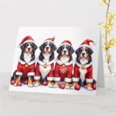Bernese Mountain Dog Christmas Dress Santa Hat Karte (Gelbe Blume)