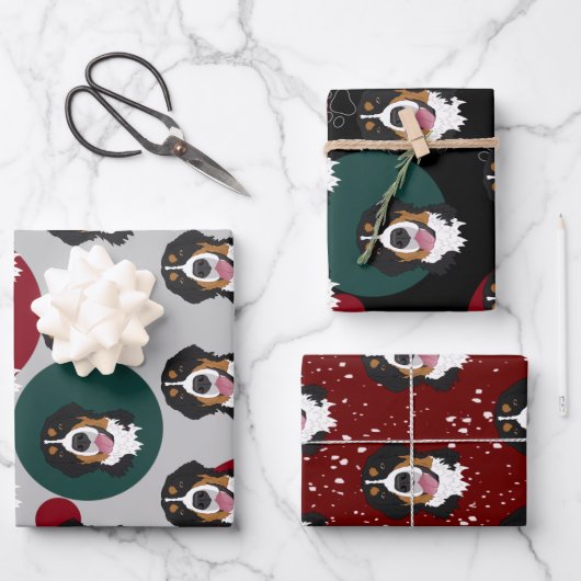 Bernese Mountain Dog Christmas  Geschenkpapier Set (Vorderseite)