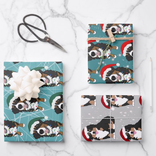 Bernese Mountain Dog Christmas Geschenkpapier Set (Vorderseite)
