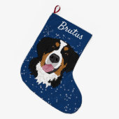 Bernese Mountain Dog Christmas Großer Weihnachtsstrumpf (Vorderansicht (hängend))