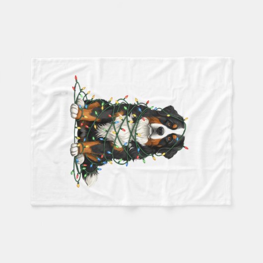 Bernese Mountain Dog Christmas I'm Fine Everything Fleecedecke (Vorderseite (Horizontal))