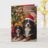Bernese Mountain Dog Christmas Karte (Gelbe Blume)
