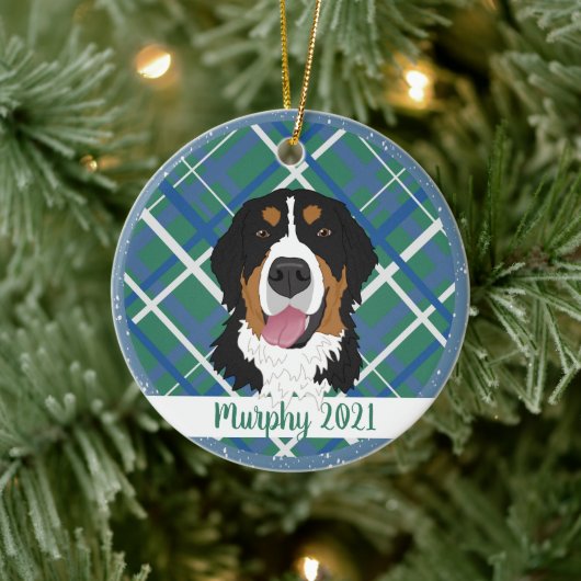 Bernese Mountain Dog Christmas Keramik Ornament (Baum)