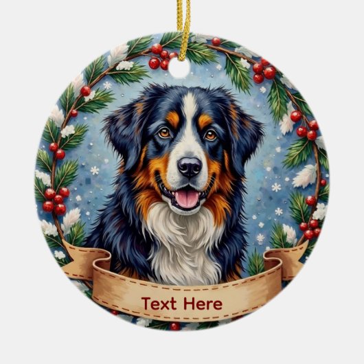Bernese Mountain Dog Christmas Keramik Ornament (Vorne)
