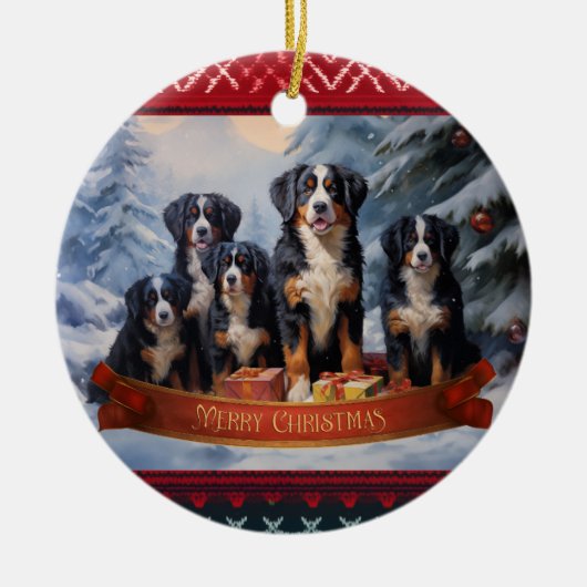 Bernese Mountain Dog Christmas Keramik Ornament (Vorne)