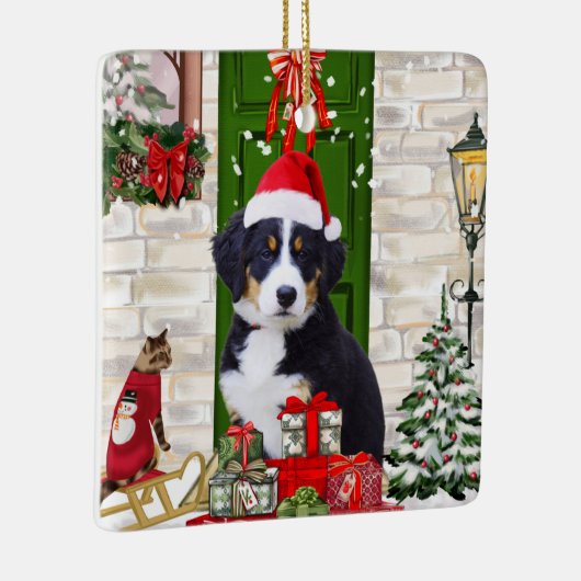 Bernese Mountain Dog Christmas Keramikornament (Rechts)