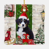 Bernese Mountain Dog Christmas Keramikornament (Rückseite)