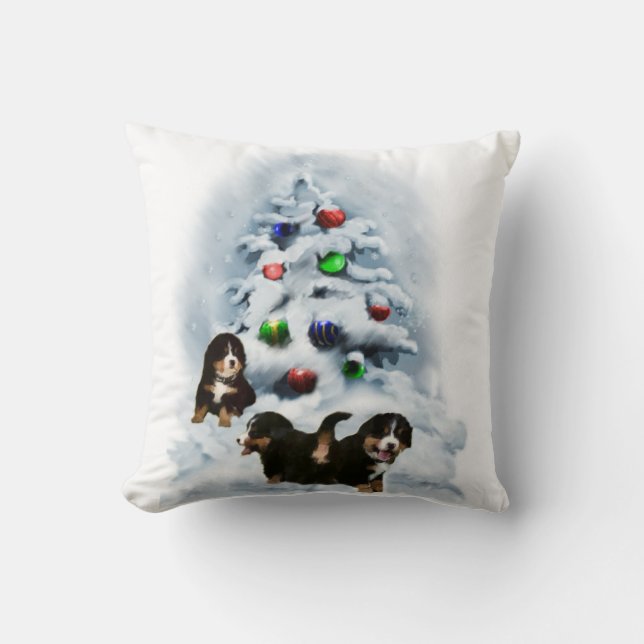 Bernese Mountain Dog Christmas Kissen (Vorderseite)