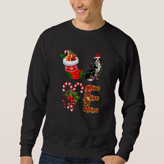 Bernese Mountain Dog Christmas Light Hund Tier Sweatshirt (Vorderseite)