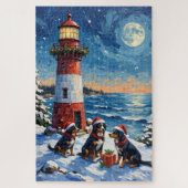 Bernese Mountain Dog Christmas Lighthouse Holiday Puzzle (Vertikal)