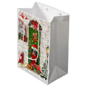 Bernese Mountain Dog Christmas Mittlere Geschenktüte (Vorderseite Schrägansicht)