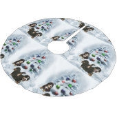 Bernese Mountain Dog Christmas Polyester Weihnachtsbaumdecke (Schrägansicht)