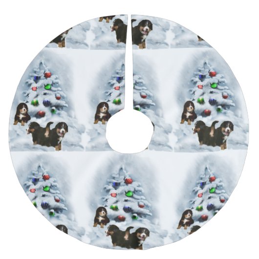 Bernese Mountain Dog Christmas Polyester Weihnachtsbaumdecke (Vorderseite)