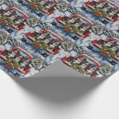 Bernese Mountain Dog Christmas Red Truck Holiday Geschenkpapier (Ecke)