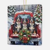 Bernese Mountain Dog Christmas Red Truck Holiday Keramikornament (Links)
