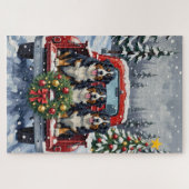 Bernese Mountain Dog Christmas Red Truck Holiday Puzzle (Horizontal)
