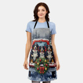 Bernese Mountain Dog Christmas Red Truck Holiday Schürze (Getragen)