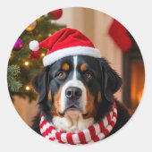 Bernese Mountain Dog Christmas Runder Aufkleber (Vorderseite)