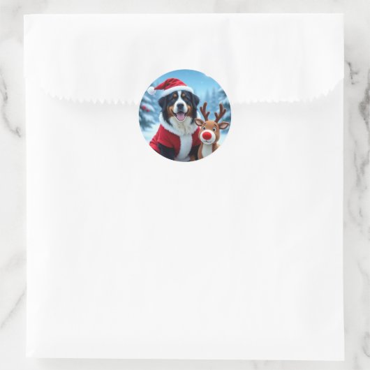 Bernese Mountain Dog Christmas Runder Aufkleber (Tasche)