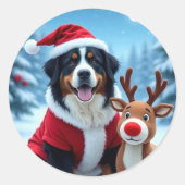 Bernese Mountain Dog Christmas Runder Aufkleber (Vorderseite)