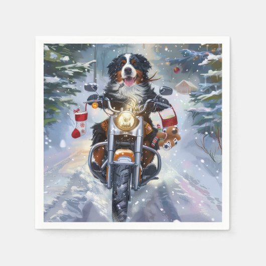 Bernese Mountain Dog Christmas Serviette (Vorderseite)