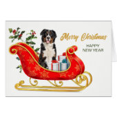 Bernese Mountain Dog Christmas Sleigh Holiday Card (Vorderseite (Horizontal))
