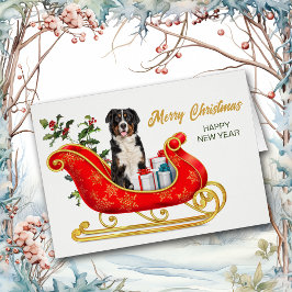 Bernese Mountain Dog Christmas Sleigh Holiday Card
