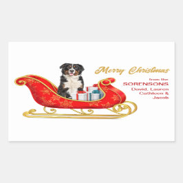 Bernese Mountain Dog Christmas Sleigh Rechteckiger Aufkleber