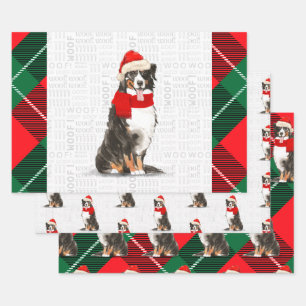 Bernese Mountain Dog Christmas Tartan Kariert Geschenkpapier Set