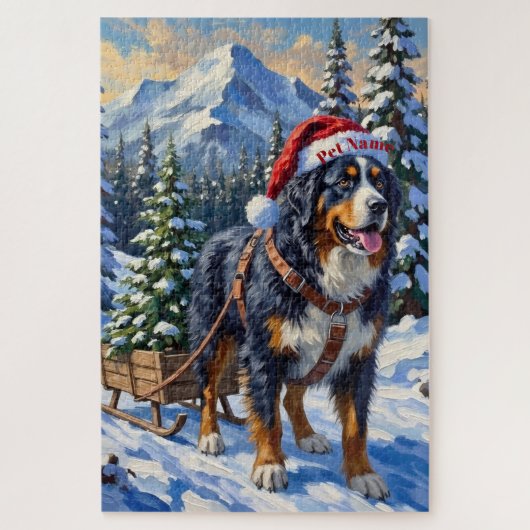 Bernese Mountain Dog Christmas Tree Hauler Hat Puzzle (Vertikal)