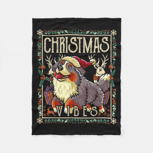 Bernese Mountain Dog Christmas Vibes Dog Santa Cla Fleecedecke (Vorderseite)