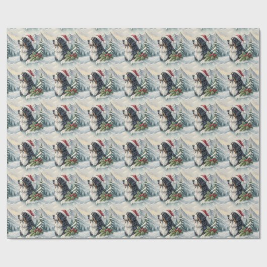 Bernese Mountain Dog Christmas Wrapping Paper Geschenkpapier (Flach)
