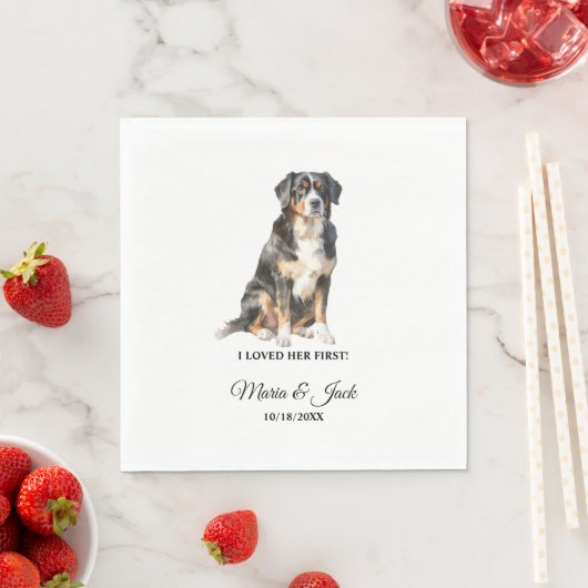 Bernese Mountain Dog Cocktail Hochzeit Serviette (Beispiel)