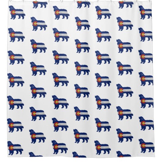 Bernese Mountain Dog Colorado Flag Silhouette Duschvorhang (Vorderseite)