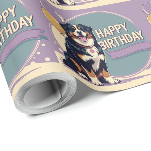 Bernese Mountain Dog Colorful Geschenkpapier (Rolleneckpunkt)