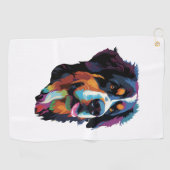 Bernese Mountain Dog Colorful Golfhandtuch (Horizontal)