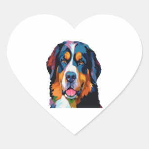 Bernese Mountain Dog Colorful Herz-Aufkleber