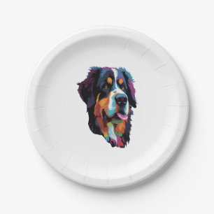 Bernese Mountain Dog Colorful Pappteller