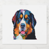 Bernese Mountain Dog Colorful Schaumweinetikett (Einzelnes Label)