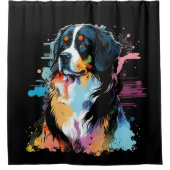 Bernese Mountain Dog Colorful Splash Duschvorhang (Vorderseite)