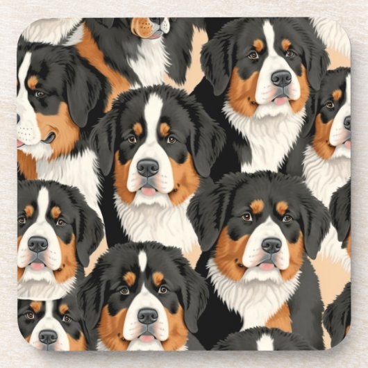 Bernese Mountain Dog Decorative Nahtloses Muster Getränkeuntersetzer (Vorderseite)
