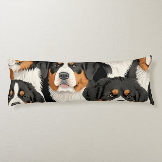 Bernese Mountain Dog Decorative Nahtloses Muster Seitenschläferkissen (Rückseite)
