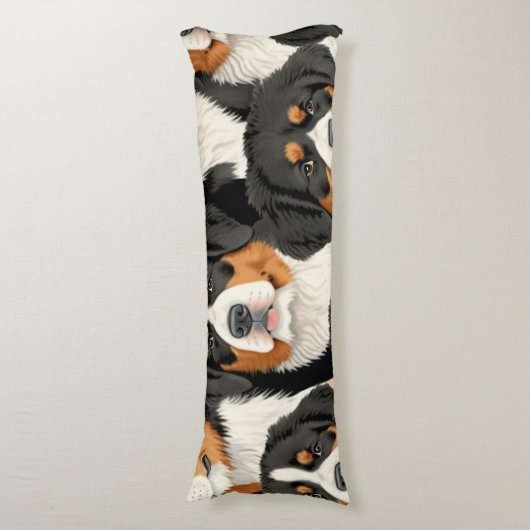 Bernese Mountain Dog Decorative Nahtloses Muster Seitenschläferkissen (Vorderseite Vertikal)