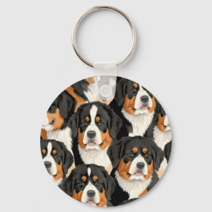 Bernese Mountain Dog Decorative Seamless Pattern Schlüsselanhänger