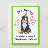 Bernese Mountain Dog Donut Geburtstagsparty Einlad Karte (Vorderseite)