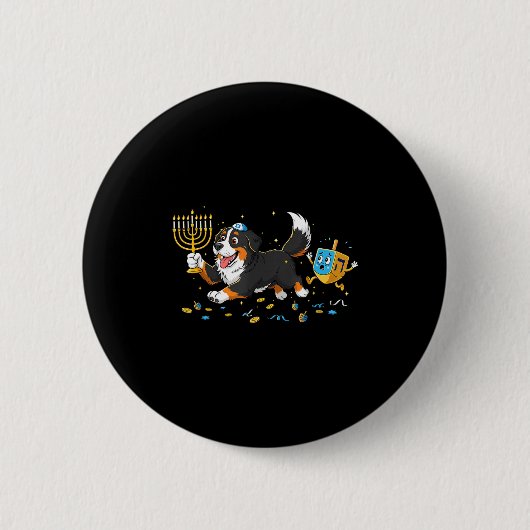 Bernese Mountain Dog Dreidel Menorah Hanukkah Wome Button (Vorderseite)