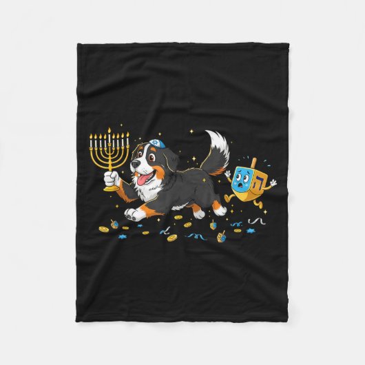 Bernese Mountain Dog Dreidel Menorah Hanukkah Wome Fleecedecke (Vorderseite)