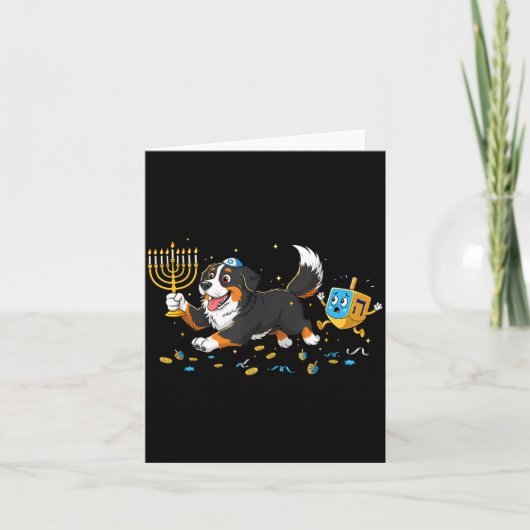 Bernese Mountain Dog Dreidel Menorah Hanukkah Wome Karte (Vorderseite)