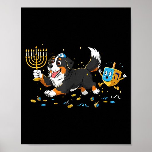 Bernese Mountain Dog Dreidel Menorah Hanukkah Wome Poster (Vorne)