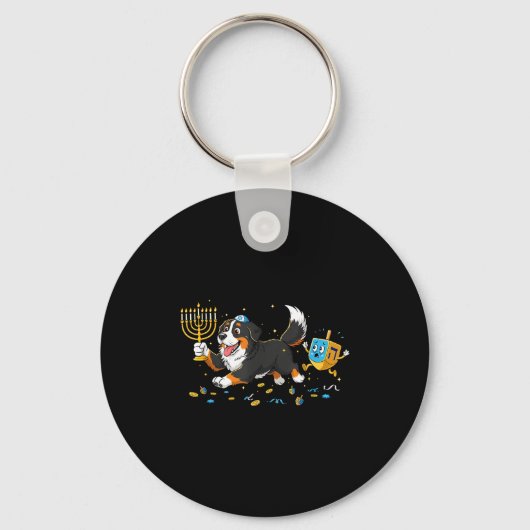 Bernese Mountain Dog Dreidel Menorah Hanukkah Wome Schlüsselanhänger (Vorderseite)